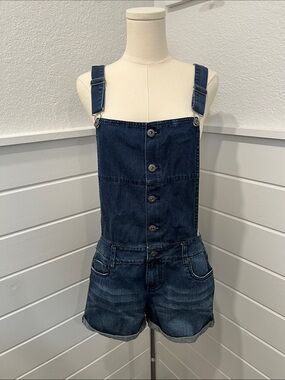 Dark Blue Denim Short Overalls